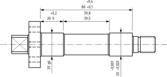 Shaft with dimensional tolerances