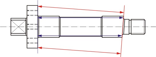 Shaft with misaligned hub and end faces